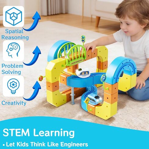 Electric Train Set Cube Track for Kids Ages 4-8, Infinity Racer 3D Train for Toddlers, Track Fusion Building Toy with Anti Gravity Race Track, STEM Learning Fun Gift for Boys Girls, Include 2 Trains in Kuwait