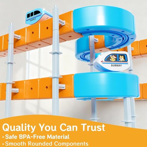 Electric Train Set Cube Track for Kids Ages 4-8, Infinity Racer 3D Train for Toddlers, Track Fusion Building Toy with Anti Gravity Race Track, STEM Learning Fun Gift for Boys Girls, Include 2 Trains in Kuwait