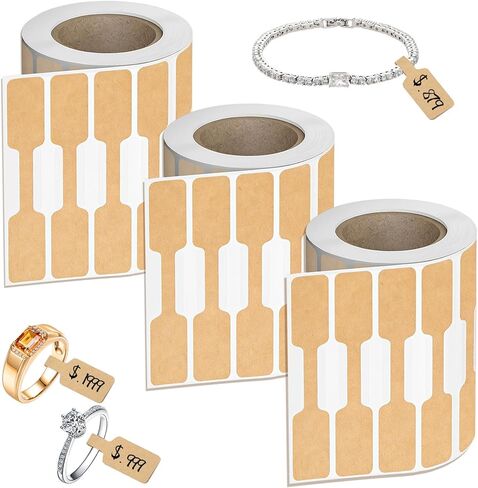 1500 PCS Jewelry Tags, Kraft Blank Jewelry Price Tags, Self-Adhesive Jewelry Price Tags Stickers Labels for Bracelet, Ring, Necklace, Earring Price Identify and Clothing Display in Kuwait