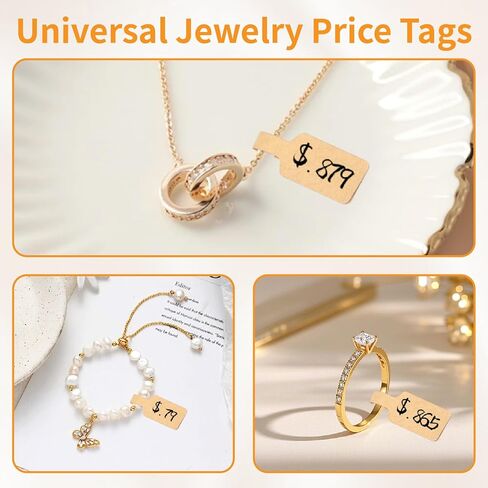 1500 PCS Jewelry Tags, Kraft Blank Jewelry Price Tags, Self-Adhesive Jewelry Price Tags Stickers Labels for Bracelet, Ring, Necklace, Earring Price Identify and Clothing Display in Kuwait