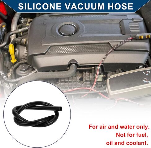 Silicone Vacuum Tubing Hose Automotive Vacuum Line High Temperature 3.3FT 1/2" 12mm ID 3.5mm Thickness 1 Pc Black in Kuwait