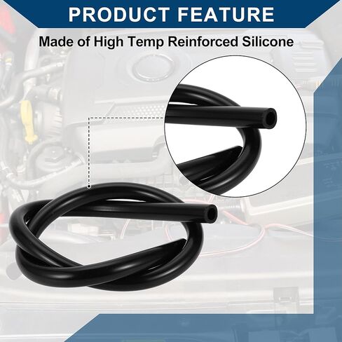 Silicone Vacuum Tubing Hose Automotive Vacuum Line High Temperature 3.3FT 1/2" 12mm ID 3.5mm Thickness 1 Pc Black in Kuwait