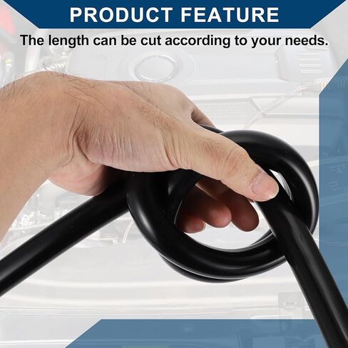 Silicone Vacuum Tubing Hose Automotive Vacuum Line High Temperature 3.3FT 1/2" 12mm ID 3.5mm Thickness 1 Pc Black in Kuwait
