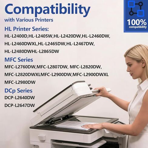 نسخة مطورة من وحدة الطبل DR830 بديل متوافق مع Brother DR-830 ​​TN830 TN830XL ​​Drum للاستخدام مع طابعة HL-L2460DW DCP-L2640DW HL-L2480DW HL-L2400D HL-L2405W MFC-L2820DW، أسود مع شريحة in Kuwait