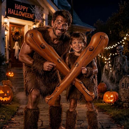2 Pieces 35 inches Caveman Costume Accessories Inflatable Club Caveman Bat Caveman Stick for Cosplay Pool Party Adult Kids Multicolored in Saudi Arabia