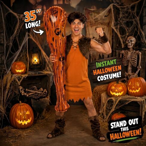 2 Pieces 35 inches Caveman Costume Accessories Inflatable Club Caveman Bat Caveman Stick for Cosplay Pool Party Adult Kids Multicolored in Saudi Arabia