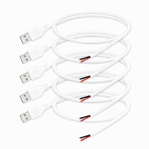 24AWG USB 2.0 Male 2 Pin Bare Wire Pigtail Cable (Black, 1.64FT 2PACK) in Saudi Arabia