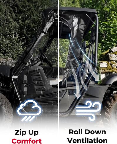 KEMIMOTO Soft Side Doors Heavy Duty 1680D Compatible with Hisun 500 700, Axis 500 700, Coleman 500 700, Massimo MSU 500, Waterproof Tear-resistant UTV Cab Enclosure Fit for Side Mirrors & Windshields in Kuwait