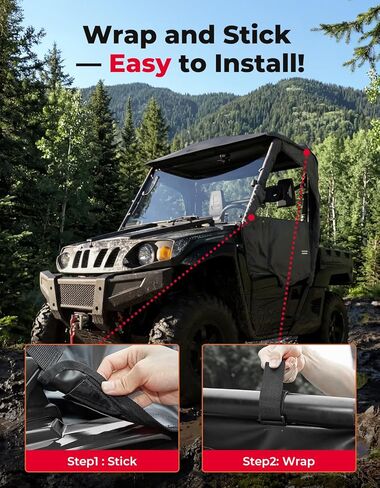 KEMIMOTO Soft Side Doors Heavy Duty 1680D Compatible with Hisun 500 700, Axis 500 700, Coleman 500 700, Massimo MSU 500, Waterproof Tear-resistant UTV Cab Enclosure Fit for Side Mirrors & Windshields in Kuwait