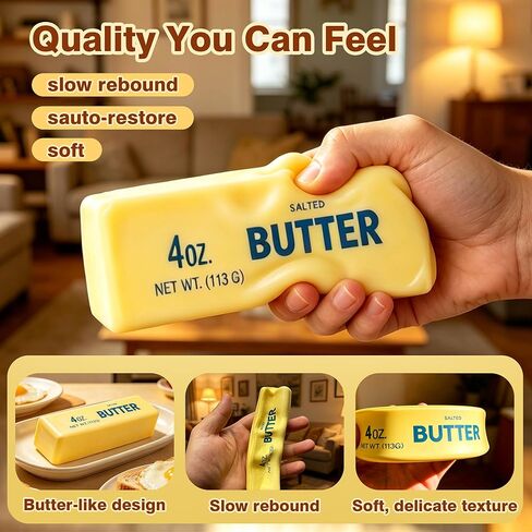 Butter Squishy, 2026 Upgraded Slow Rising Butter Squeeze Toy, Cream Scented Butter Squeeze Toys, Stress Relief Toy for Relaxation, Soft & Safe PU Great for Home Office School in Kuwait