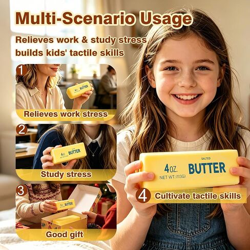 Butter Squishy, 2026 Upgraded Slow Rising Butter Squeeze Toy, Cream Scented Butter Squeeze Toys, Stress Relief Toy for Relaxation, Soft & Safe PU Great for Home Office School in Kuwait
