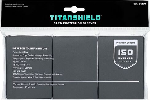 TitanShield Premium Card Sleeves | Compatible with Pokemon, One Piece, Lorcana, Flesh & Blood, & Magic The Gathering MTG | (150 Sleeves - Standard) (1, Slate Gray, Standard | 66x91mm) in Kuwait