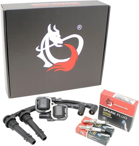 AIP Electronics Dragon FIRE Performance Complete Tune Up Kit Set with Ignition Coil Iridium Spark Plugs and Low Ohm Plug Wires Compatible with 2015-2020 Polaris 900 All 1000 XP S OEM Fit Kit-1474 in Kuwait