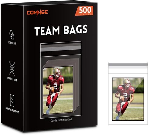 500ct Resealable Team Bags - Secure Storage Sleeves for Standard Trading Cards, Standard Toploaders, Magnetic Card Holder (35pt-130pt) Organize, Protect & Transport Card Collections in Kuwait
