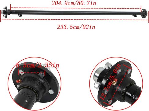 Silscvtt 3500 lb Trailer Axle 5-Lug 4.5 89 Hub Face 74 Spring Center Straight Steel Axle Tube Powder Coated Easy Assembly in Kuwait