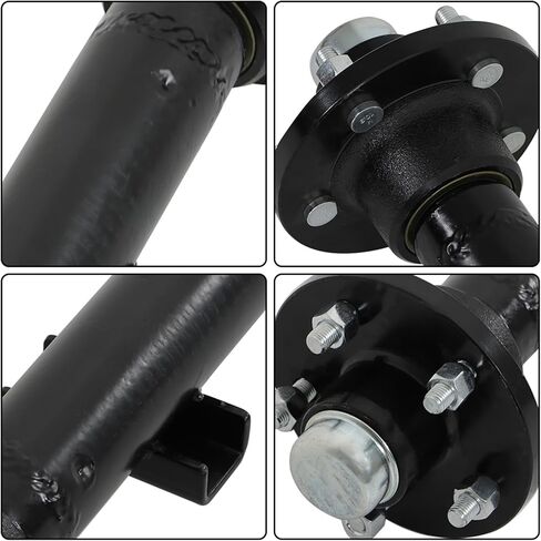 Silscvtt 3500 lb Trailer Axle 5-Lug 4.5 89 Hub Face 74 Spring Center Straight Steel Axle Tube Powder Coated Easy Assembly in Kuwait