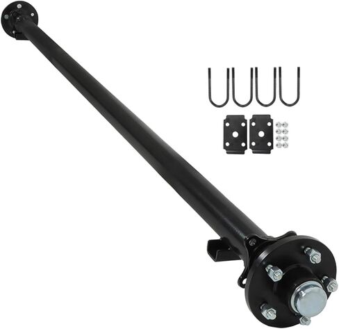 WFLNHB 3500 lbs Trailer Axle 5-Hole-4.5 89 Hub Face 74, Straight Steel Axle Tube, U-Bolt Kit in Kuwait