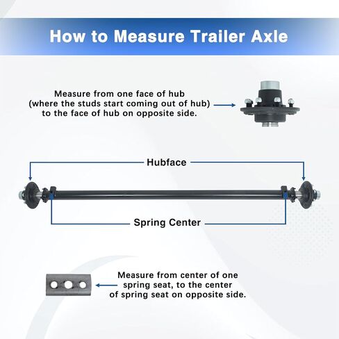 WFLNHB 3500 lbs Trailer Axle 5-Hole-4.5 89 Hub Face 74, Straight Steel Axle Tube, U-Bolt Kit in Kuwait