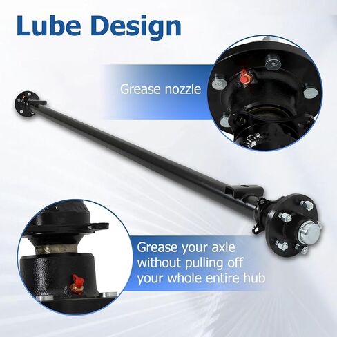 WFLNHB 3500 lbs Trailer Axle 5-Hole-4.5 89 Hub Face 74, Straight Steel Axle Tube, U-Bolt Kit in Kuwait