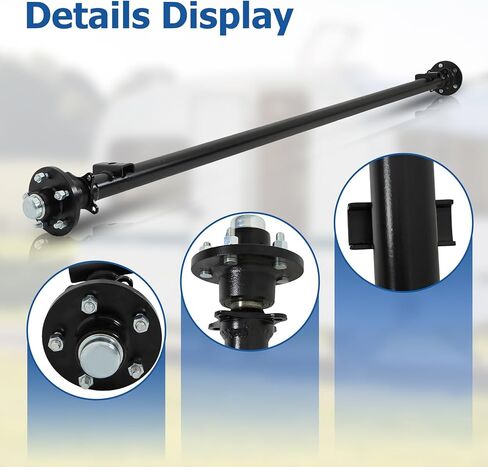 WFLNHB 3500 lbs Trailer Axle 5-Hole-4.5 89 Hub Face 74, Straight Steel Axle Tube, U-Bolt Kit in Kuwait