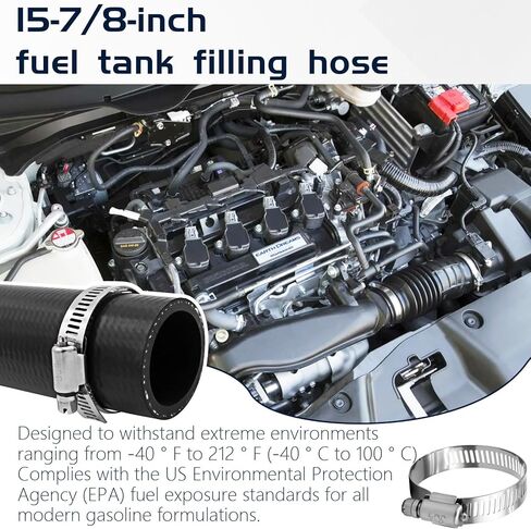 1" Gasoline Fuel Filler Neck Hose with 4 Clamps - 15 7/8" Length Gas Tank Hose Replacement (1" ID 45 Degree) in Kuwait