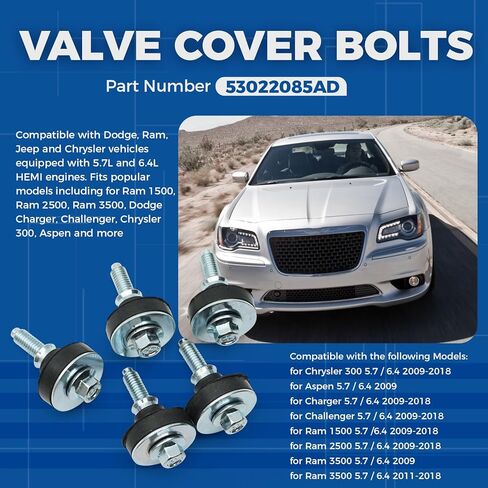53022085AD Valve Cover Bolts Replacement for Dodge Ram Jeep Chrysler 5.7L 6.4L HEMI Engine, Cylinder Head Valve Cover Mounting Hardware Bolts for Ram 1500 2500 3500 Charger Challenger 300, 20PCS in Kuwait