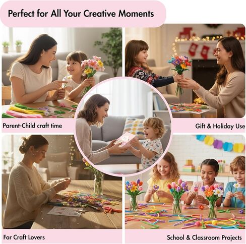 Balinging Upgraded 900 pcs Colorful Chenille Pipe Cleaners for Crafts, Extra Fuzzy Flexible Stems, 12 Inch Length for DIY Art, Kids and Adults Creative Projects in Kuwait