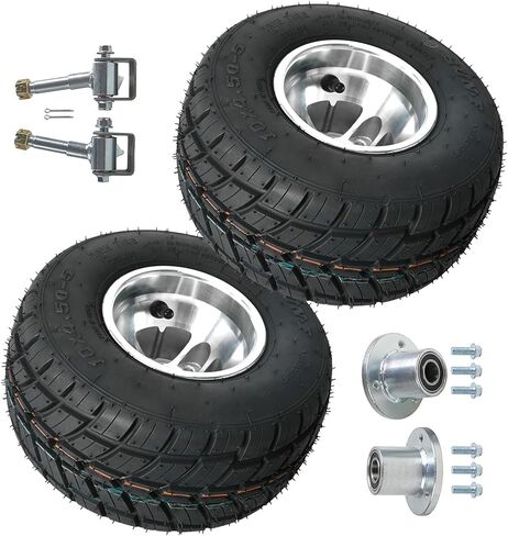 عبوتان من العجلات الأمامية والإطارات مقاس 10x4.50-5 مع 3 محاور مسمار ومحور توجيه 17 مم بدون أنبوب مقاس 10x4.50x5 للدراجة الصغيرة ATV Quad Drift Trike Lawn Mower Racing Go Kart in Kuwait