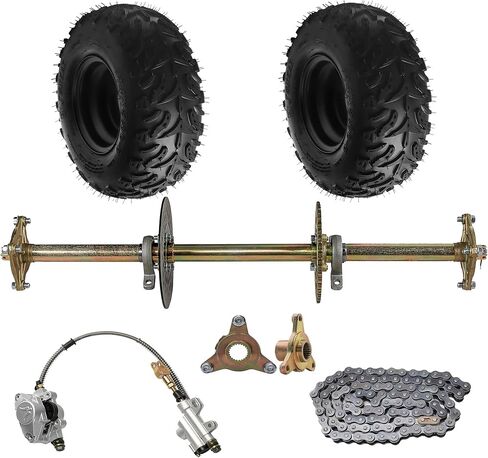 مجموعة عجلات إطارات مقاس 14 × 5.00-6 مع محور المحور الخلفي، 6 بوصات 3 عروات، طبقتين بدون أنابيب للمركبات ATV، Go-Kart، دراجة صغيرة، عربات التي تجرها الدواب - مجموعة من 2 مع محاور 23T (جاهزة للتثبيت) in Kuwait