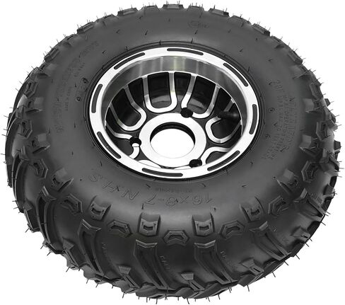 إطارات ATV Go Kart مقاس 16 × 8 × 7 16 × 8-7 مع حافة ألومنيوم ومحاور عجلات المحور الخلفي 17T، و3 براغي 3 مسمار 78 مم، مجموعة عجلات للطرق الوعرة 4 طبقات بدون أنبوب للرباعية، والعربات التي تجرها الدواب، والدراجة الصغيرة، وعربة الجولف - مجموعة من 2 in Kuwait