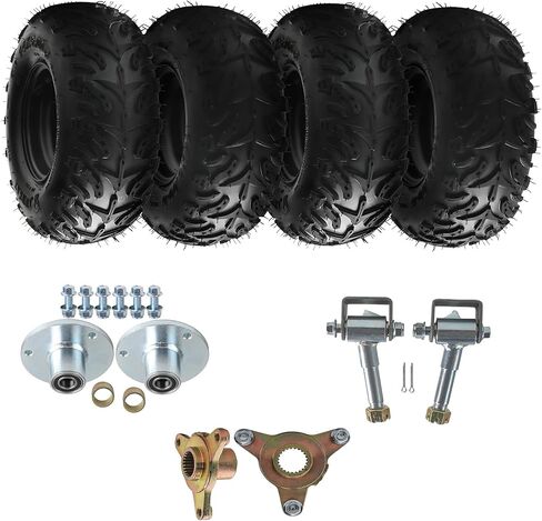 14x5.00-6 Tire Wheel Assembly Set with Front Rear Hubs, Spindles, 3-Lug 6-Inch Rims for ATV, Go-Kart, Mini Bike, Buggy – 4 Tires, 17T/23T Rear Hubs, Tubeless, 2-Ply in Kuwait