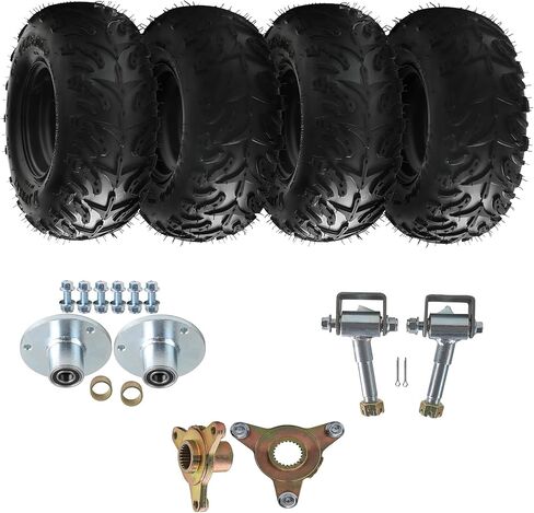 إطارات دراجة صغيرة رباعية ATV Go-Kart مقاس 14 × 5.00-6 مع إطارات ومحاور - مجموعة مكونة من 4 قطع، بدون أنابيب طبقتين، 6 بوصة، 3 عروة، تتضمن مغزل توجيه ومحاور المحور الخلفي (17T أو 23T) in Kuwait