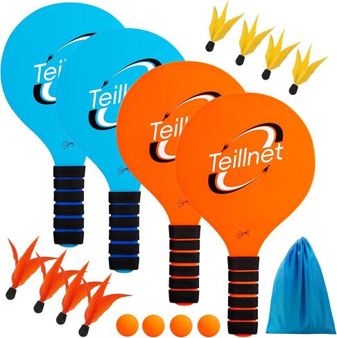 TEILLNET 2-in-1 Beach Paddle Ball and Toss Catch Ball Game Set, Summer Outdoor Toys for Kids Adults, Family Yard Lawn Beach Pool Park Games, Outside Sports Gifts for Boys Girls 3 4 5 6 7 8 9 10 11 12 in Saudi Arabia