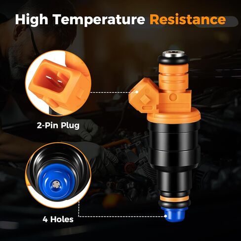 مجموعة من 4 فتحات حقن الوقود - متوافقة مع مركبات فورد ولينكولن وميركوري - F150، F250، F350، موستانج E150 E250 E350-4.6L 5.0L 5.4L 5.8L استبدال 0280150943، 0280150939، 0280150909 in Kuwait