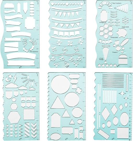 Journal Stencils, Planner Stencils, Notebook, Diary, Journaling, Bullet Journaling Supplies, Notebook, DIY Drawing, Hard Plastic, Planner Accessories - Seaglass in Kuwait