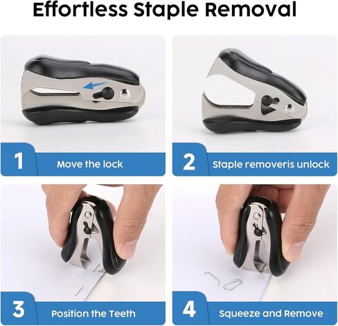 3 Pack Staple Remover with Safety Lock - Durable Metal Teeth for Easy Staple Removal, Ideal for Home, Office & School Use in Saudi Arabia