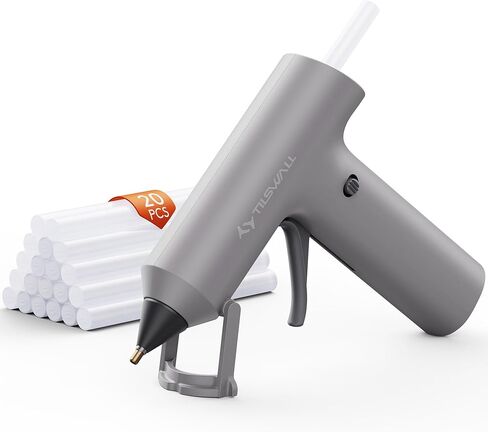 مسدس غراء ساخن لاسلكي من tilswall، تسخين مسبق سريع، مجموعة مسدس غراء وعصي مع 2 أمبير USB-C قابلة لإعادة الشحن، 20 عصا غراء ممتازة، حجم صغير بدرجة حرارة عالية مثالي للحرف اليدوية، صناعة يدوية، رمادي فاتح in Kuwait