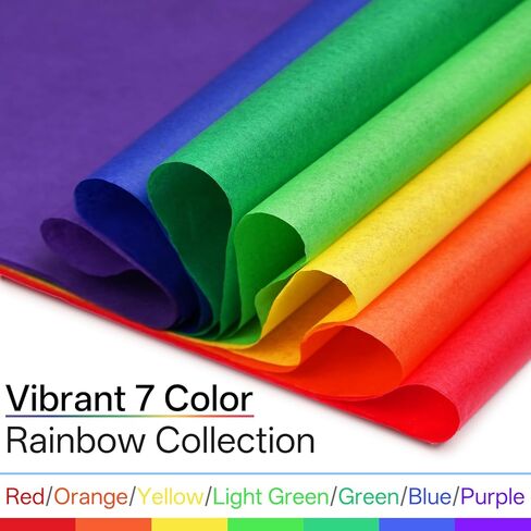 Colored Tissue Paper 14 x 20 in,560 Sheets Rainbow 7 Colors 8.2lb Assorted Tissue Paper for Gift Wrapping,Festive,Paper Flowers,Birthday,Party,Wedding in Kuwait