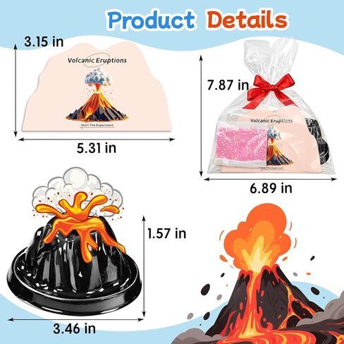 rifamee 24Pcs Volcano Eruption Science Kit Party Favor Experiments Gifts for 4-6 8-12 Age Boys and Girls Valentine's Day Christmas (Volcano 2, One Size) in Kuwait
