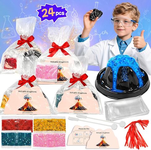 rifamee 24Pcs Volcano Eruption Science Kit Party Favor Experiments Gifts for 4-6 8-12 Age Boys and Girls Valentine's Day Christmas (Volcano 2, One Size) in Kuwait