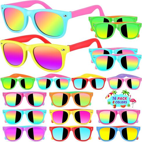 GIFTINBOX Kids Sunglasses Party Favors for Boys & Girls,Neon Toddler Sunglasses bulk with UV400 Protection, Pool Beach Party Favors, Goodie Bags Stuffers for Birthday Party -16pack in Kuwait