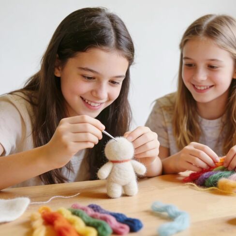 IcosaMro Needle Felting Kit 48 Color Wool Roving with Felting Needles 100 Pcs Wool Felt Supplies Tools Felt Working Pad in Kuwait