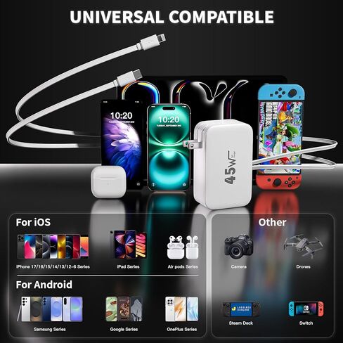 iPhone 17 16 Charger Fast Charging, 20W USB C Charger Fast Chargers Block with 6FT Long USB C to C Cable Cord Compatible with iPhone 17 Pro Max/17 Pro/Air/17/16/16Pro/16ProMax/Plus/15 & More (2-Pack) in Saudi Arabia