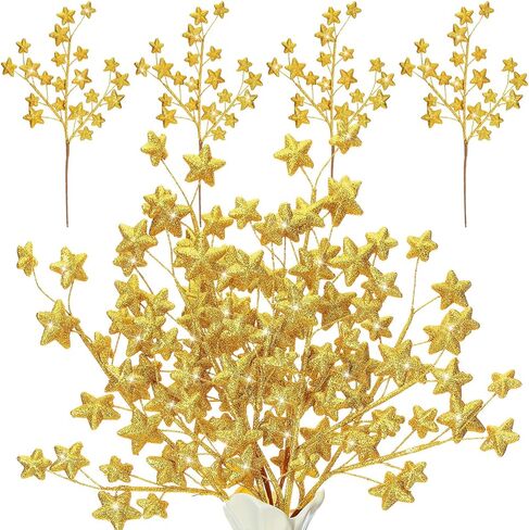 6 Pcs Glitter Star Picks 17.7 Inch Sparkly Star Tree Stem Picks Twinkle Sticks Foam Vase Table Craft Decoration for Christmas Birthday Party Wedding Centerpieces(Silver) in Kuwait