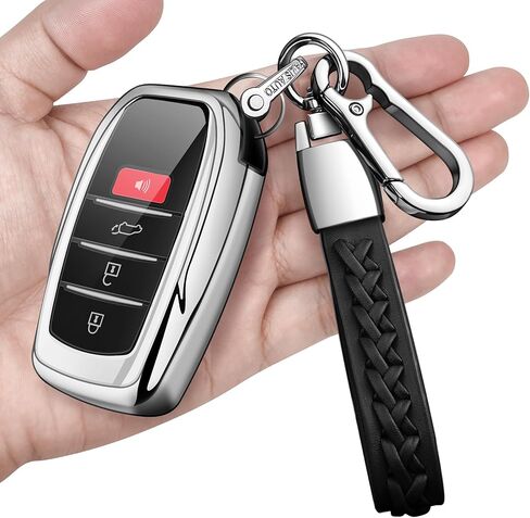 Key Fob Cover with keychain Compatible with Toyota 2025-2026 Camry 4Runner,2021-2026 Venza,Sienna, 2019-2026 Land Cruiser,Fortuner,Mirai, 2023-2026 Highlander,Prius,Corolla (Black) in Saudi Arabia