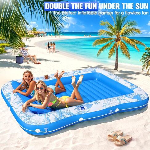 81"x60" Inflatable Tanning Pool Lounger Float with Canopy for Adult,Large Blow Up Sunbathing Bed & Water Raft,Butterfly Pool Floatie with Cup/Phone Holder,5 in 1 Floating Lounge for Pool,Lake,Backyard in Kuwait