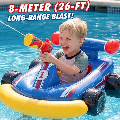 Lehoo Castle Kids Pool Floats with Water Gun, Pool Toys for Kids Ages 3-8, Inflatable Ride-on Toddler Pool Float Outdoor Summer Beach Water Toys for Boys and Girls in Kuwait