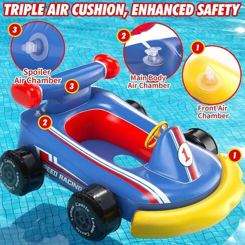 Lehoo Castle Kids Pool Floats with Water Gun, Pool Toys for Kids Ages 3-8, Inflatable Ride-on Toddler Pool Float Outdoor Summer Beach Water Toys for Boys and Girls in Kuwait