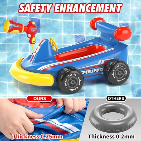 Lehoo Castle Kids Pool Floats with Water Gun, Pool Toys for Kids Ages 3-8, Inflatable Ride-on Toddler Pool Float Outdoor Summer Beach Water Toys for Boys and Girls in Kuwait