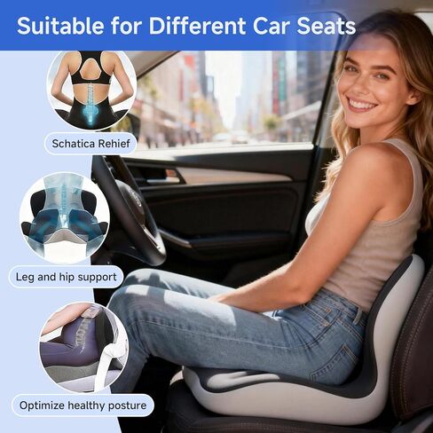 Ergonomic Car Seat Cushion with Lumbar Support, Pressure-Responsive Memory Foam, Enhanced Pelvic Stability for Pressure Relief, Ideal for Long Driving, Office & Home (Gray) in Kuwait